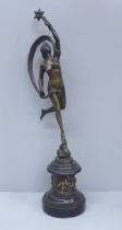 A bronze figure of a Greek Goddess, left arm a/f, repaired, 40cm