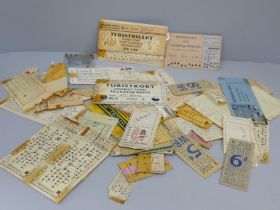A collection of vintage tram tickets