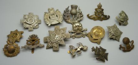 Fifteen assorted cap badges