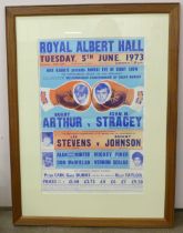 Boxing, a poster for Arthur v Stracey with Minter v McMillan, Royal Albert Hall, 5th June 1973,