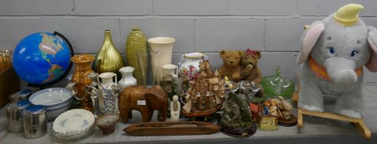 A child's ride on elephant, vases, glass, models, etc. **PLEASE NOTE THIS LOT IS NOT ELIGIBLE FOR