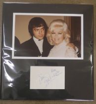 A Diana Dors and Alan Lake autographed display