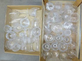 A collection of cut crystal glasses including Thomas Webb, two miniature glasses and other glass **
