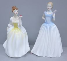 Two Royal Doulton lady figures; Happy Birthday 2002, boxed, and Flower of Love