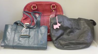 Three handbags, Radley, Miah and Lazaro