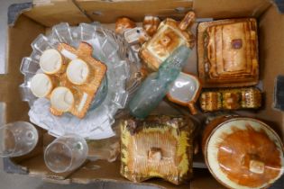 A box of mixed china and glass and a box of Cottage ware china **PLEASE NOTE THIS LOT IS NOT