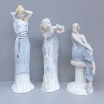 Three Royal Doulton Reflections figures, Summer's Darling, Flirtation and Sweet Perfume