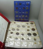 A collection of coins, assorted countries