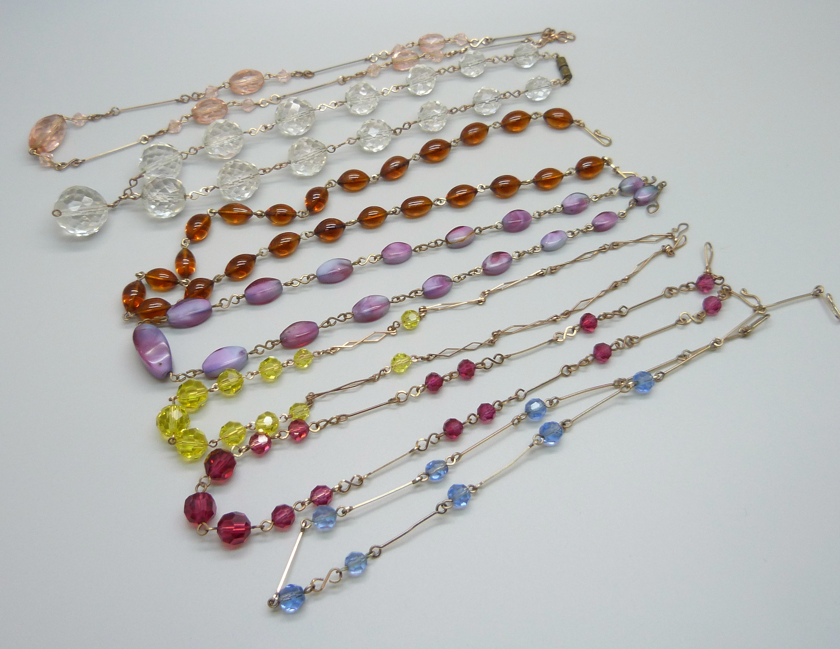 Seven vintage necklaces