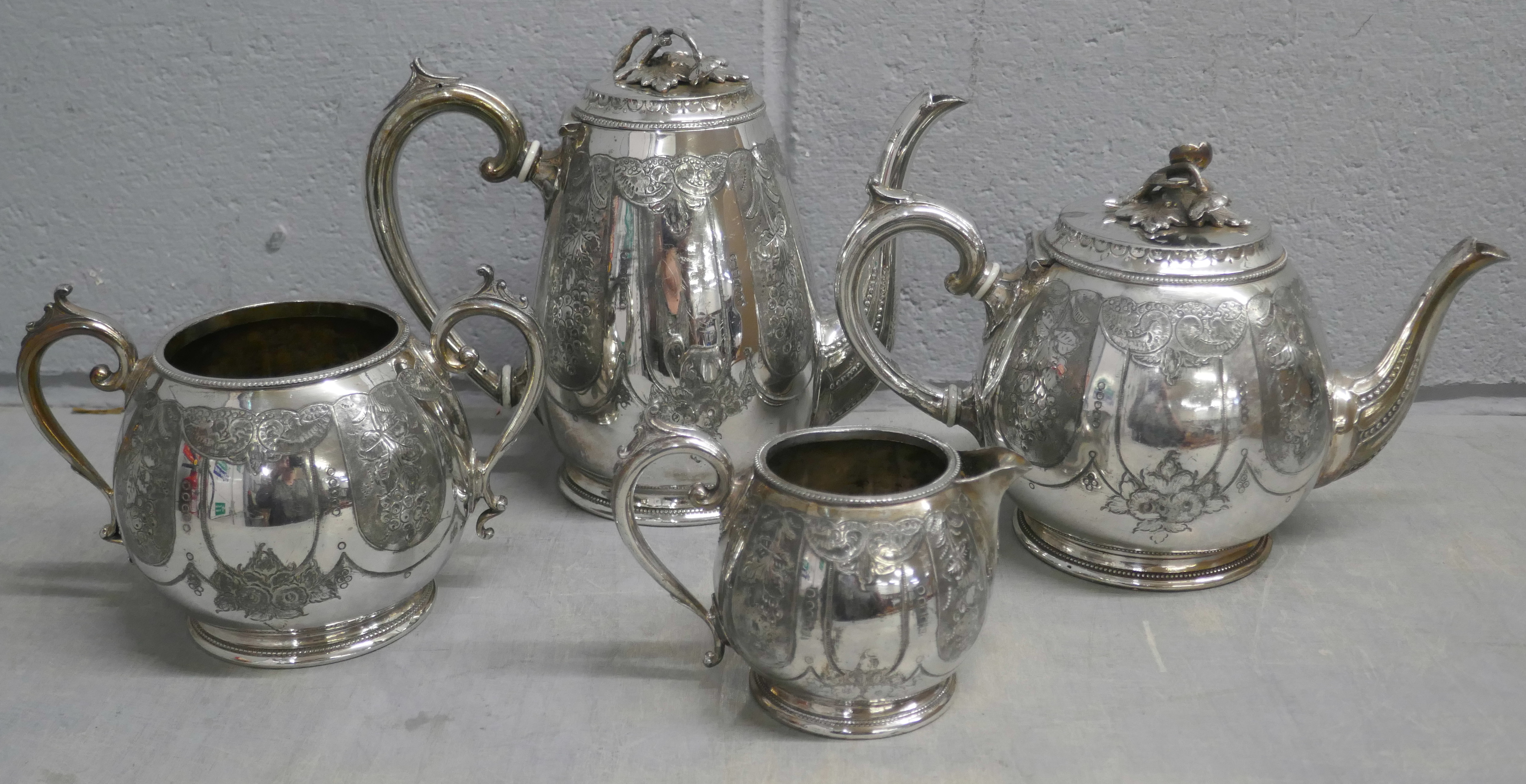 A four piece silver plated tea service **PLEASE NOTE THIS LOT IS NOT ELIGIBLE FOR POSTING AND