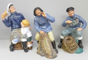 Three Royal Doulton figures; Sea Harvest, Song of the Sea, and The Lobster Man, two boxed