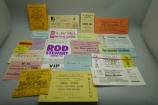 Pop music vintage tickets; King Crimson, Hollies, Procul Harum, Soul Stax, Ray Harper, Reading