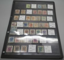 Stamps; early Swedish stamps on four stock sheets, (all identified and catalogued at over £1,800)