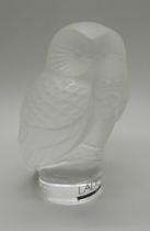 A Lalique glass model owl, 83mm