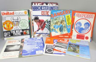 Football memorabilia; Scottish club programmes many against European opponents, forty from early