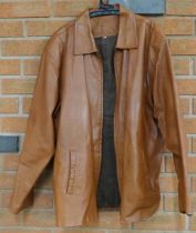 Two gentleman's leather coats 1970-80s, brown and black, size large