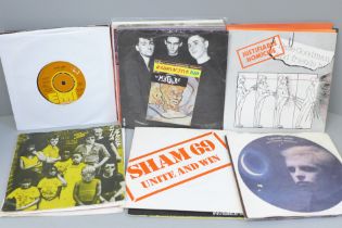 Thirty punk and new wave 7" singles, Sex Pistols, Killing Joke, Sham 69, etc.