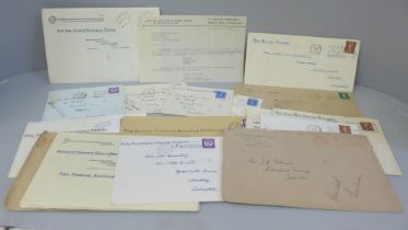 Autographs, Clergy collection of white cards, letters, etc., each with envelope from the Arnold