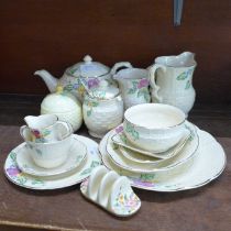 A set of Crown Devon breakfast wares including toast rack, teapot, condiment pot, etc., (tea for