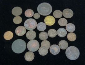 Assorted old bronze coins