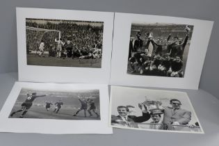 Football, Liverpool, three 12 x 9.5" silver gelatin photographs of 1965 Cup Final, all signed by Ian