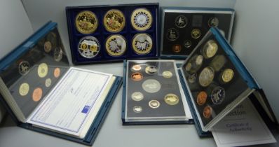 Six boxes of commemorative coins including Sapphire Coronation, 1995 coin set, 1996 coin set, etc.