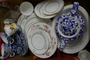 Two boxes of china, Royal Crown Derby, Burleigh, Spode, etc. **PLEASE NOTE THIS LOT IS NOT