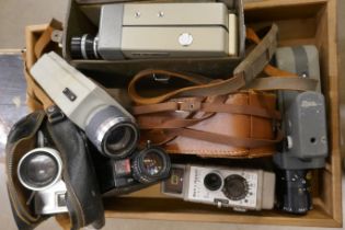 A box of mixed cameras and a box of mixed cine cameras **PLEASE NOTE THIS LOT IS NOT ELIGIBLE FOR