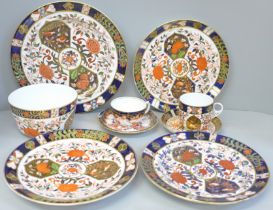 Royal Crown Derby 198 pattern Imari china, four plates, slop bowl and two cups and saucers