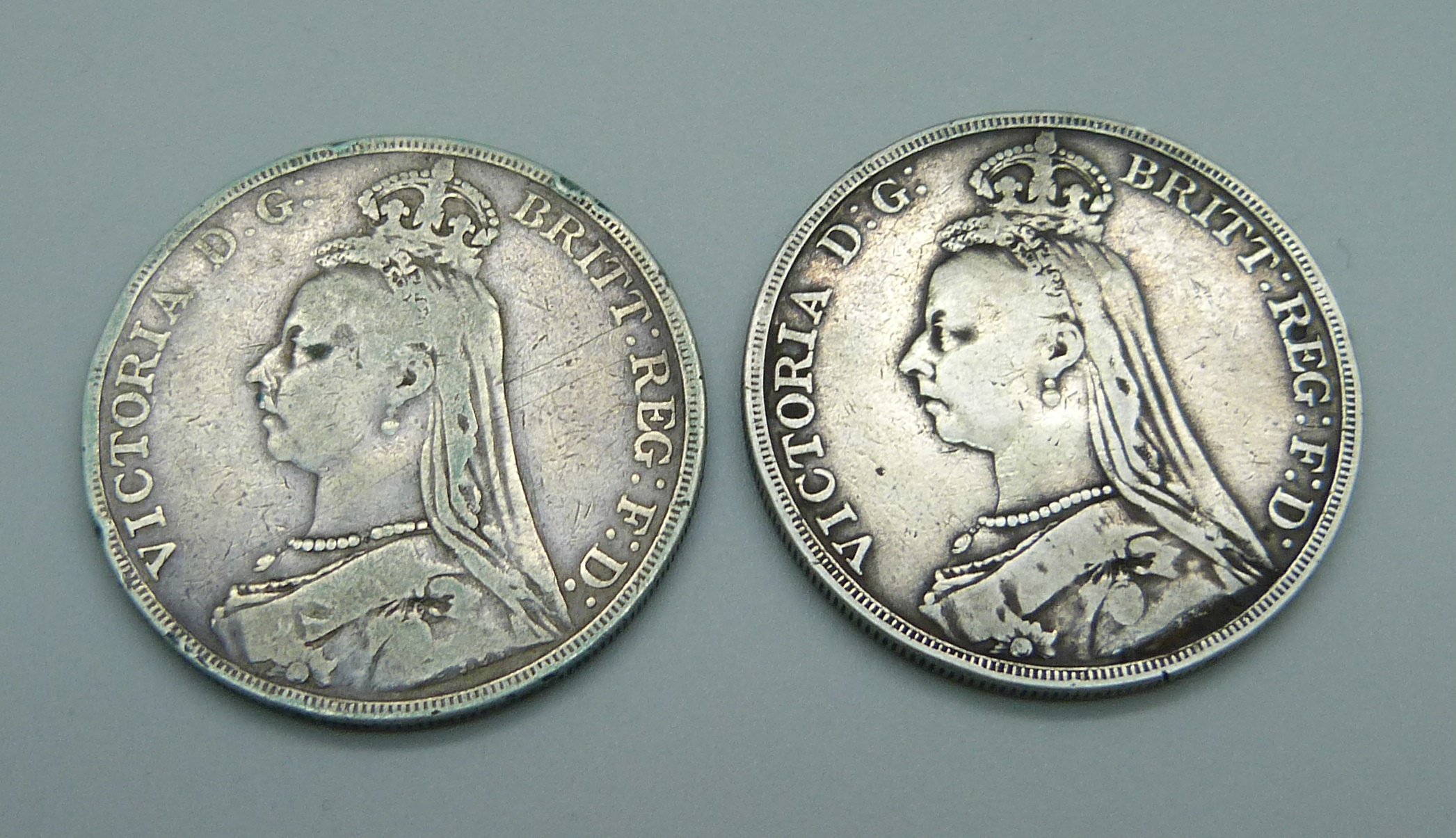 Two Victorian crowns, 1889 and 1890 - Image 2 of 2
