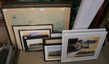A large mixed lot of locomotive prints