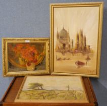 Three framed oil paintings, various artists