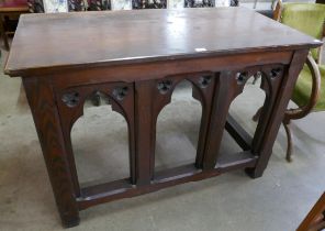 A Victorian Gothic Revival pitch pine alter table