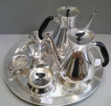 A silver plated Danish tea set by Cohr