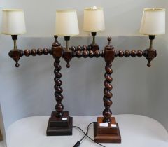 A pair of barleytwist table lamps