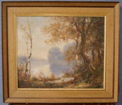 Two large framed oil paintings, one with signature