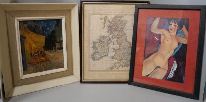 A collection of framed prints and pictures
