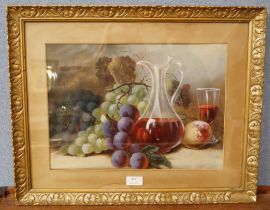 An oil on board, fruit