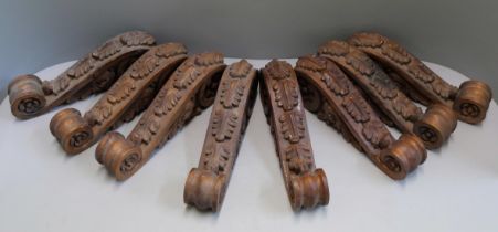 Eight hand carved antique Corbels