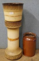 A West German jardiniere and stand and a salt glaze pot (2)