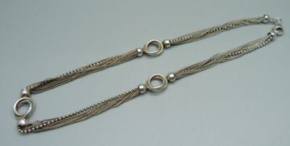 A fancy silver necklace, 26g, 40.5cm