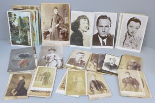 A collection of 31 cabinet cards and 68 postcards and publicity photographs