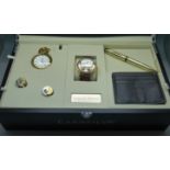 A limited edition Earnshaw wristwatch and pocket watch, pen, wallet and cufflinks set, boxed