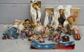 Four boxed vintage costume dolls, twelve Austrian Peter hedgehog dolls and others **PLEASE NOTE THIS