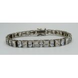 A 925 silver and diamond simulant tennis bracelet