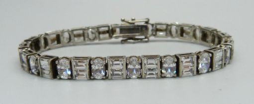 A 925 silver and diamond simulant tennis bracelet