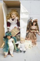 An Alberon doll, boxed, and three other dolls **PLEASE NOTE THIS LOT IS NOT ELIGIBLE FOR POSTING AND