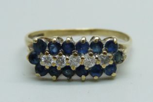 A 9ct gold, diamond and sapphire ring, 2g, P/Q