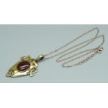 An Arts and Crafts 925 silver gilt pendant on chain