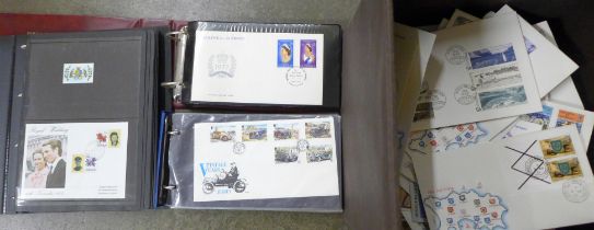 Stamps; a large box of first day covers, loose and in albums